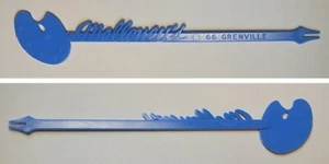 MALLONEY’S TAVERN  Grenville St. TORONTO 1960s Vintage L Blue SWIZZLE STIR STICK - Picture 1 of 3