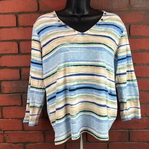Camisa grande a rayas con cuello en V Heart Of Palm para mujer - Imagen 1 de 6