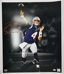 Jarrett Stidham Signed New England Patriots 20x24 Photo Kid Insc PSA COA 927 - Picture 1 of 5