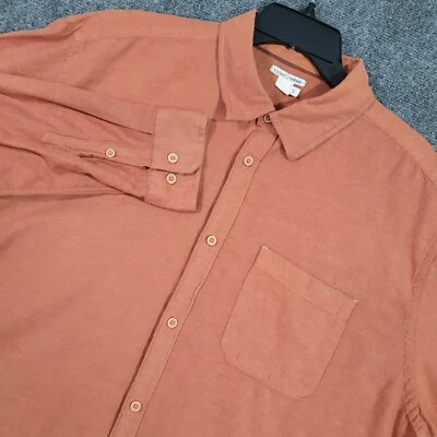 Carbon2Cobalt Shirt Mens XL Linen Blend Button Up Long Sleeve Shirt Orange Brown - Image 1 of 4
