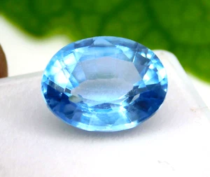 Gemma sfusa certificata taglio ovale zaffiro blu naturale Ceylon 8,12 ct - Foto 1 di 6