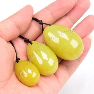 3PCS/set Drilled Natural Nephrite Jade Yoni Egg Crystal Gemstone Shperes - Picture 1 of 10