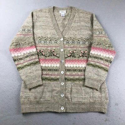 Suéter De Colección Susan Bristol Para Mujer Grande Angora Conejo Lana Floral Bordado a Mano Foto 1 de 4