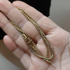 Rounded Box Chain Gold Tone Necklace 22" Long - Picture 1 of 5