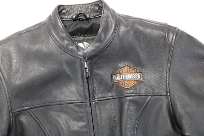 Chaqueta Harley Davidson XL Cuero Negro Clásico Stock Bar Shield Básico Mujer Foto 1 de 4