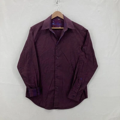Robert Graham Shirt Mens Large Purple Paisley Jacquard Long Sleeve Button Front - Image 1 of 4