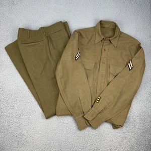 Conjunto de camisa y pantalón de lana vintage 1941 del ejército de Estados Unidos Segunda Guerra Mundial insignia de hombre Olive Drab - Imagen 1 de 24