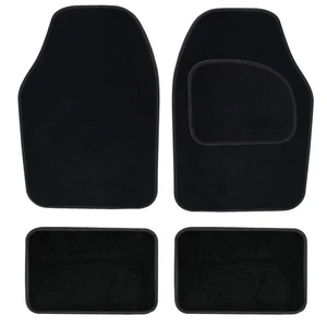 Floor Mat Carpet Set Velour Deluxe Soft Carpet Car 4pc Black SWCM29 - Picture 1 of 1