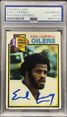 Earl Campbell Signed 1979 Topps Rookie Card #390 PSA/DNA 83831739 On-card Auto - Image 1 of 3
