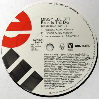 Missy Elliott Featuring Jay-Z, Back In The Day / P***ycat, (12", Promo), NM or M - Image 1 of 3