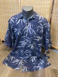 Camisa Jamaica Jaxx Hawaiana Abotonada 100% Seda XL Azul (H80) - Imagen 1 de 9