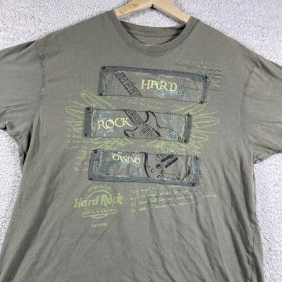 Camiseta Hard Rock Café Para Hombre Grande Verde Y2K Grunge Tampa Guitarra Tribal Patín Emo Foto 1 de 4
