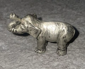 Vintage Pewter Elephant Figurine 1 1/2" Tall by 1 3/4" Length - Picture 1 of 6