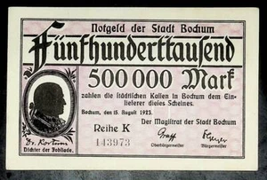 1923 Deutschland BOCHUM 500.000 Mark Banknote / Notgeld - Bild 1 von 2