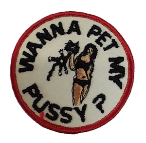 Vintage Patch Funny Naughty Trucker Hippie Novelty Biker Vest Jacket Pussy Cat - Picture 1 of 4