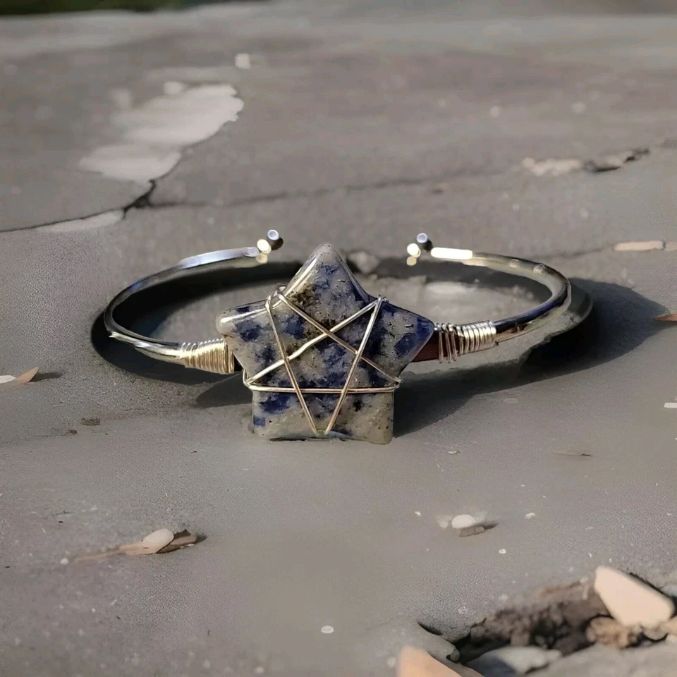 Sodalite Gem Star Bangle Bracelet Reiki Healing Balancing Amulet - Image 1 of 4