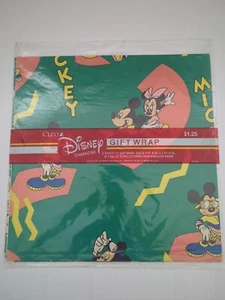 Vintage 80's Disney Gift Wrap by Cleo - (2) 20x30" Sheets - Mickey Minnie Mouse - Picture 1 of 3