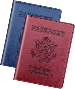 2 fundas de pasaporte para mujer, hombre, familia (azul oscuro y rojo vino). - Imagen 1 de 12