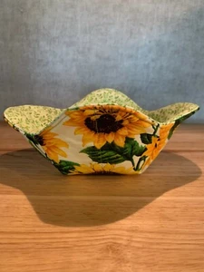 Handgefertigte gesteppte schöne Sonnenblumen Wende Mikrowelle Schüssel gemütlich - Bild 1 von 4