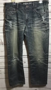 Ring Of Fire Downtown Los Angeles Slim Straight Size 33 X 27 Factory Distressed - Picture 1 of 11