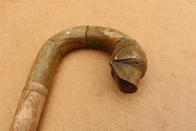 Old Antique Primitive Wooden Wood Cane Walking Stick Europe Rustic Midlle 20th. - Image 1 of 4