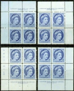 CANADA -1954– QUEEN ELIZABETH II  MATCHED SET OF PLATE # 13 BLOCKS -VF** - Picture 1 of 1