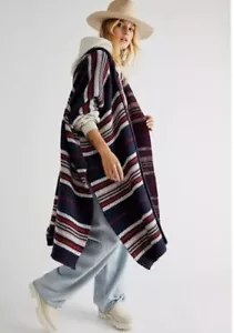 NEW $128 FREE PEOPLE COLD CANYON HOODED PONCHO, OS - Picture 1 of 12