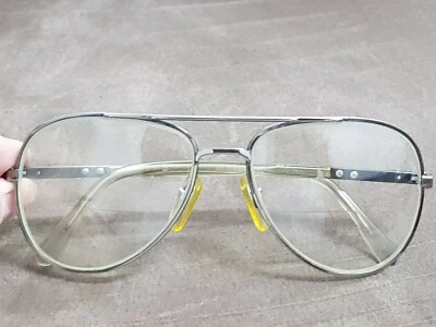 复古飞行员飞行员男式金属眼镜 150 眼镜两个桥好银色  — 第 1/4 张图片