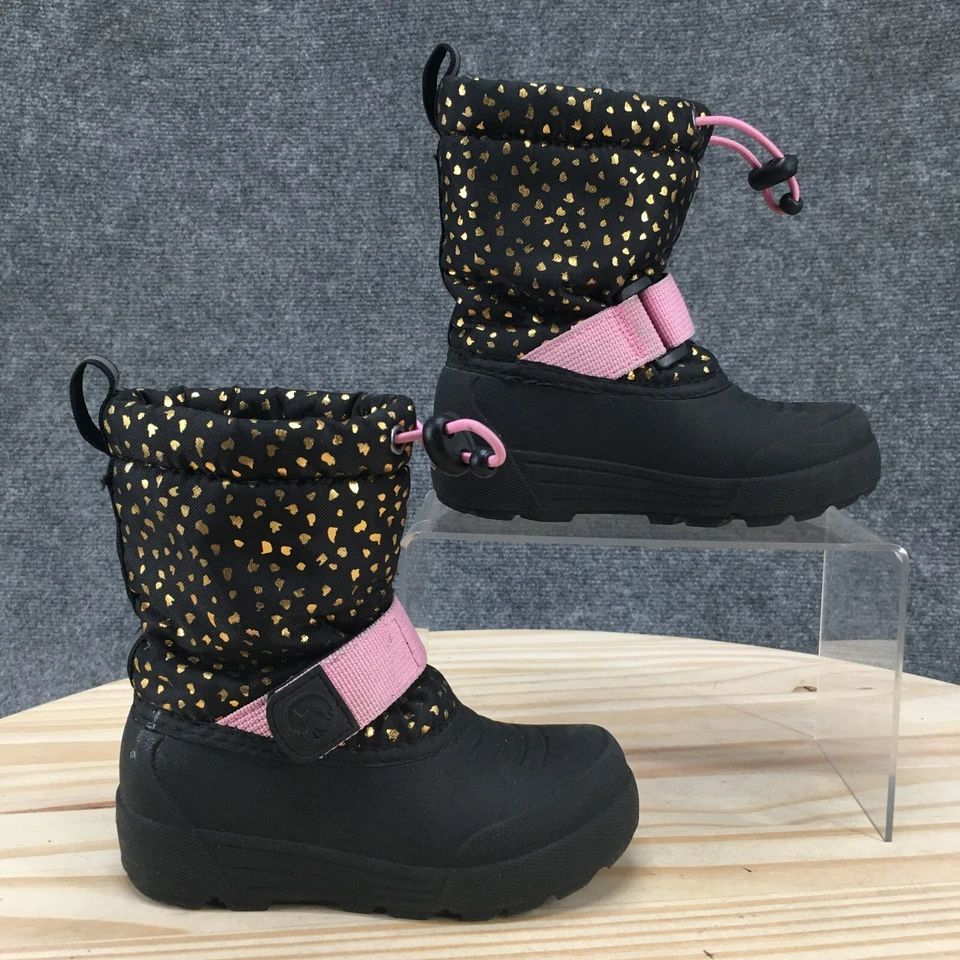 Northside Waterproof Snow Boots Toddler 7 Frosty Black Faux Leather Mid Faux Fur - Image 1 of 4