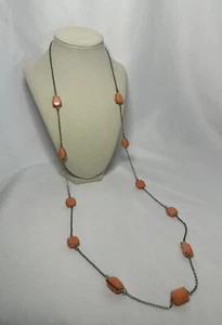 SPLENDIDA COLLANA LUNGHEZZA OPERA STILE VINTAGE ARGENTO E TONO CORALLO - Foto 1 di 3