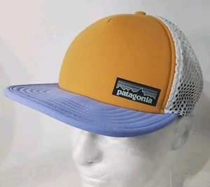 Patagonia Trucker Hat Duckbill Mesh Back Blue Orange Wicking Running - Picture 1 of 15