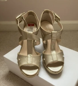NIB Calvin Klein Gold Emmah Dusty Metallic Wedge Espadrilles - 9.5M - $88 - Picture 1 of 8