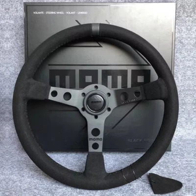 MOMO BLACK EDITION 350mm/14inch MOD07 Deep Dish Suede Sport Steering Wheel - Image 1 of 4