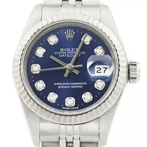 Rolex Damen Datejust 69174 18K Gold & Ss Blau Diamant Zifferblatt Uhr Mit / Band - Bild 1 von 7