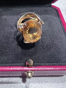 Anillo de citrino de 7,91 quilates y diamantes - Anillo de piedras preciosas finas - Imagen 1 de 5