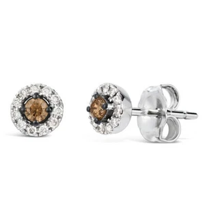 LeVian 14K White Gold I2 Brown Diamond 0.23 cts Stud Earrings - Picture 1 of 1
