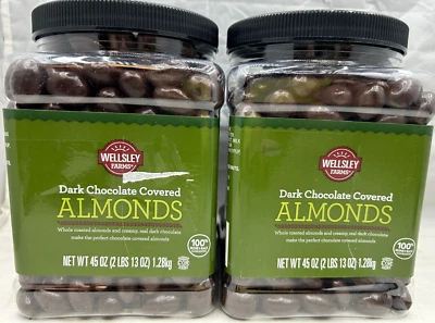 2 Pack Wellsley Farms Dark Chocolate Covered Almonds, 45 oz. Each *Best By 09-24
