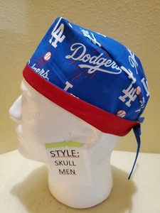 LA Dodgers (words) #2 MLB Men's Skull/Chemo Surgical Scrub Hat/Cap - Picture 1 of 7