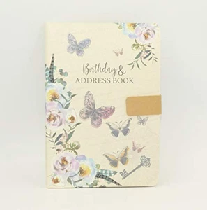 A5 Address & Birthday Book with Vintage Fabric Cover - Butterflies - Picture 1 of 5