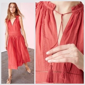Ulla Johnson Women size 6 Tassels Midi Dress with Pockets 100 % Cotton - Picture 1 of 13