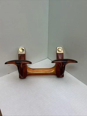 Patère porte-manteaux plastique ambré 70s - Photo 1/4