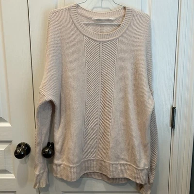 Athleta Women’s Light Blush Herringbone Front Long Sleeve Oversized Sweater SM - Image 1 of 4