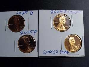 2025 P & D LINCOLN CENT BU + 1 2003 S PROOF + 1 - 1  2006 S 4 COINS HOT - Picture 1 of 4