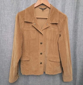 Baccini Corduroy Trucker Jacket Camel Light Stretch Snaps Women’s L/See Desc - Picture 1 of 10