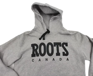 Roots Canada Gray XS Hoodie Jacket Sweat Cotton Blend Pullover Logo Draw Strings - Picture 1 of 16