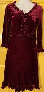 A B S by Allen Shwartz Dress Burgundy Red Velvet  SZ Small Fairy Glam - Picture 1 of 4