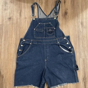 Vintage Denim Blue Jean Short Overalls Women’s Sz 20 90s Y2K Cargo Cotton - Picture 1 of 9