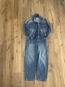 Neu ohne Etikett Free People Lennox Denim Overall Overall Reißverschluss Stretch Taschen - SMALL - Bild 1 von 11