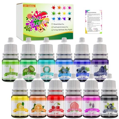 Limino 12 Color Bath Bomb Soap Dye - Skin Safe, Food Grade Coloring for Soap - Image 1 of 4