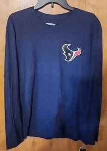 NFL Houston Texans Fútbol Manga Larga Camiseta Para Hombres L Azul Marino 100% Algodón Nueva - Imagen 1 de 11